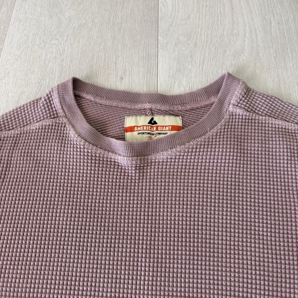 American Giant Shirt Thermal Waffle Knit Long Sleeve Women's Size M Medium Pink